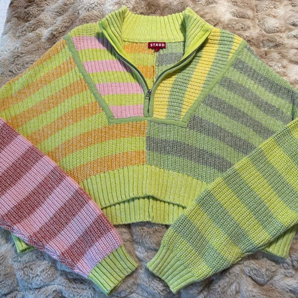 STAUD Cropped Hampton Sweater Multi Sunray